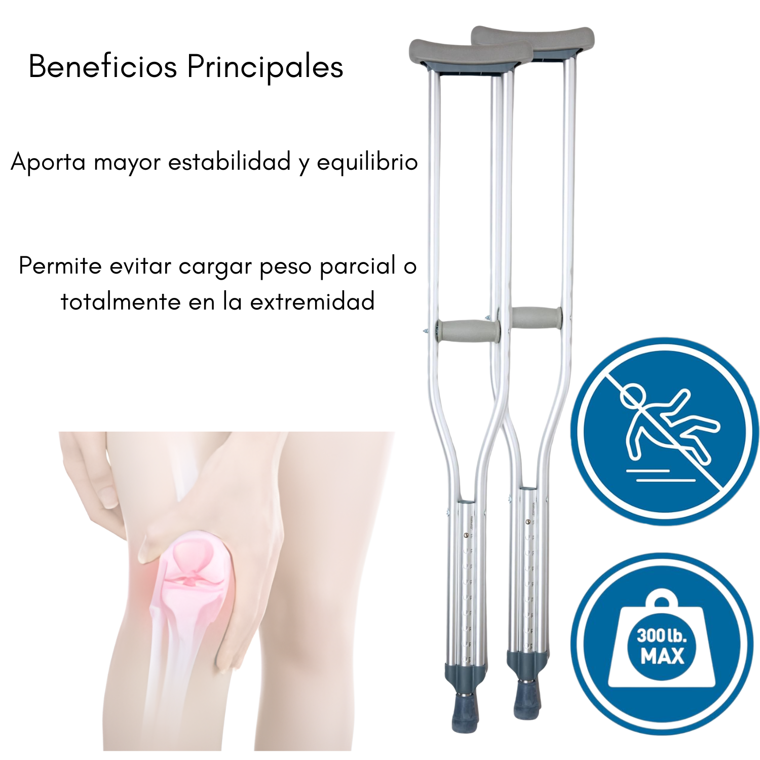 MULETA ORTOPEDICA AXILAR (PAR)-GRIS TALLA S - Imagen 3