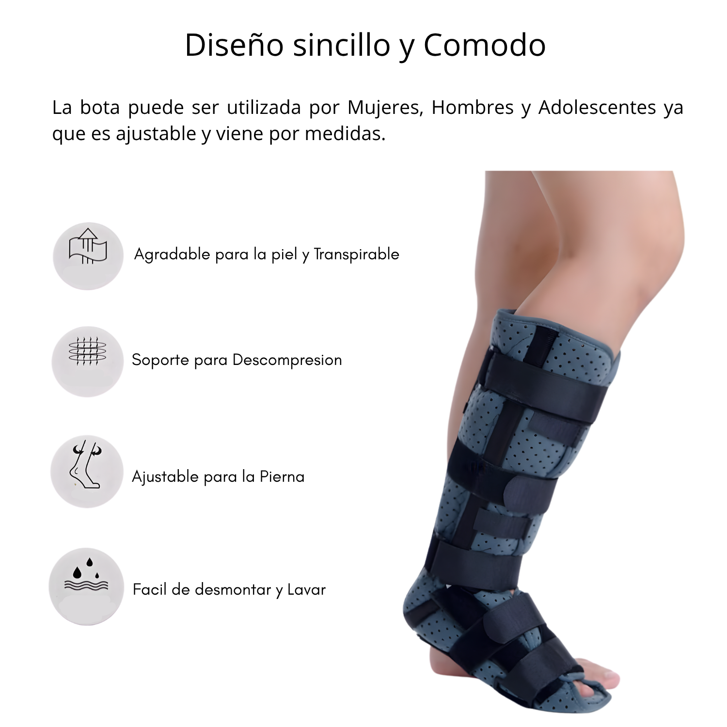 Bota Ortopédica Larga Ambidiestra Unisex - Imagen 3